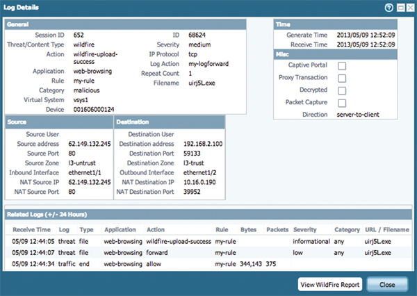 Integrated WildFire Logs